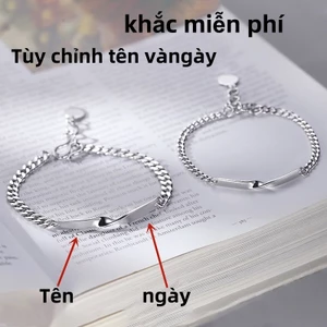 Vòng tay đôi bằng thép không gỉ khắc tên DIY Quà tặng sinh nhật cho cặp đôi