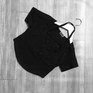 Áo crtoptop tay ngắn kiểu, áo croptop phối cổ yếm -LYLYNA A039