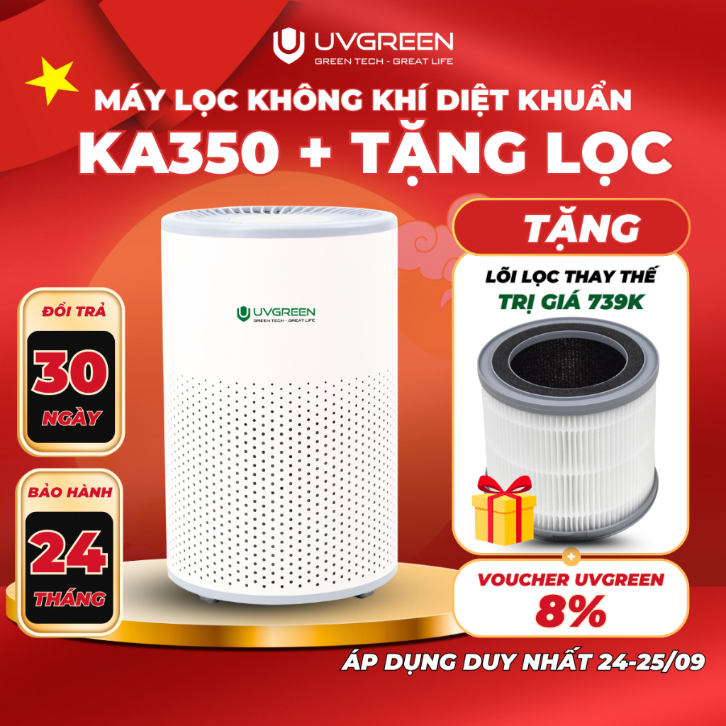 [UVG] [TẶNG LỌC 1050K] Máy Lọc Không Khí Diệt Khuẩn UVGREEN KA350 UVC ...
