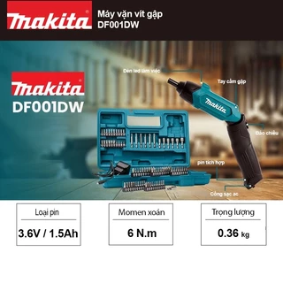 Bộ máy vặn vít gập dùng pin Makita DF001DW - Momen xoắn 6N.m - Bảo hành 12 Tháng