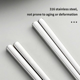 Hộp 10 đôi đũa inox 316NDT Oyatton [416], đũa cứng, sáng bóng, chống trơn trượt