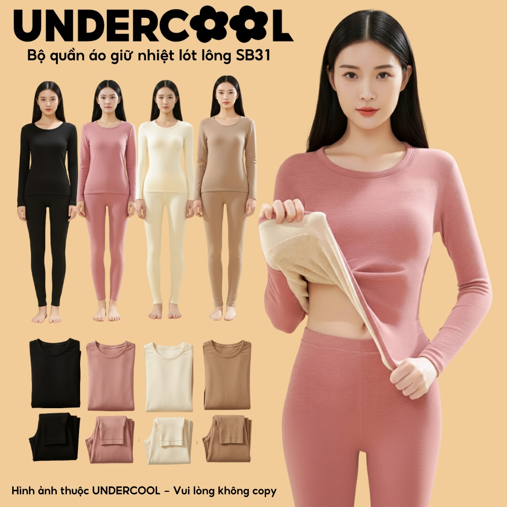 Bộ Đồ Mặc Nhà Giữ nhiệt lót lông UNDERCOOL Bộ Mặc nhà Nữ , giữ ấm cho mùa đông, co giãn 4 chiều, ấm áp SB31