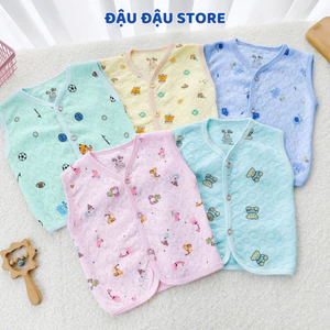 Áo Gile Xốp Trần Bông Cho Bé Sơ Sinh Mùa Đông Cúc Giữa cho bé trai gái 3-13 kg - AXOP02 Đậu Đậu Store