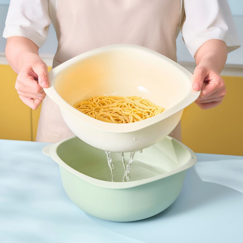 [MỚI VỀ] Bộ thau rổ xếp chồng Yoko Nest Inochi size 25cm và 28cm, nhựa PP nguyên sinh an toàn