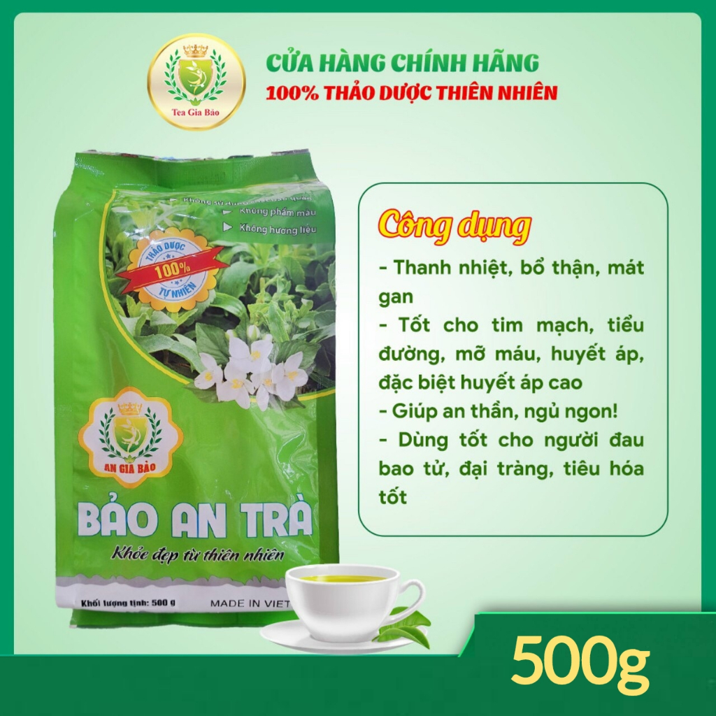 Trà Bảo An - gói 500g - trà giúp mát gan, ngủ ngon , tốt cho tiêu hóa - tốt cho tim mạch , huyết áp cao , tiểu đường