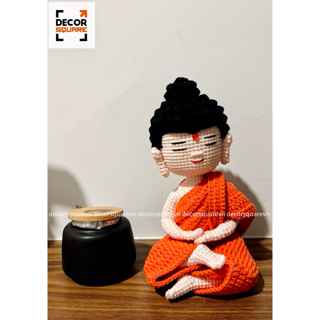 Tượng Phật Len Handmade Ngồi Thiền Decor Square – Cao 22cm - Trang Trí, Quà Tặng Bình An, May Mắn, Phong Thủy