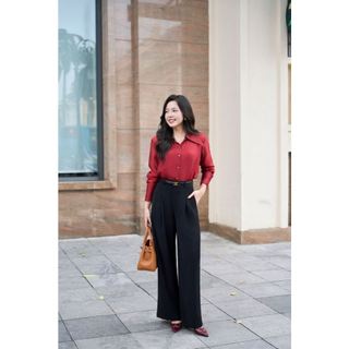 Quần Âu Nữ Ống Suông Form Đứng Thanh Lịch SOLIIN Chất Vải Tuysi Hàn Quốc Phong Cách Công Sở CHARLISE
