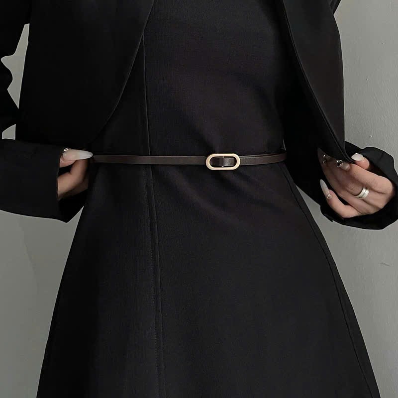 Thắt lưng da nam nữ Đai váy gài bản nhỏ KHÔNG CẦN BẤM LỖ mini 1cm  Belt dây nịt váy đầm áo sơ mi blazer bản nhỏ basic
