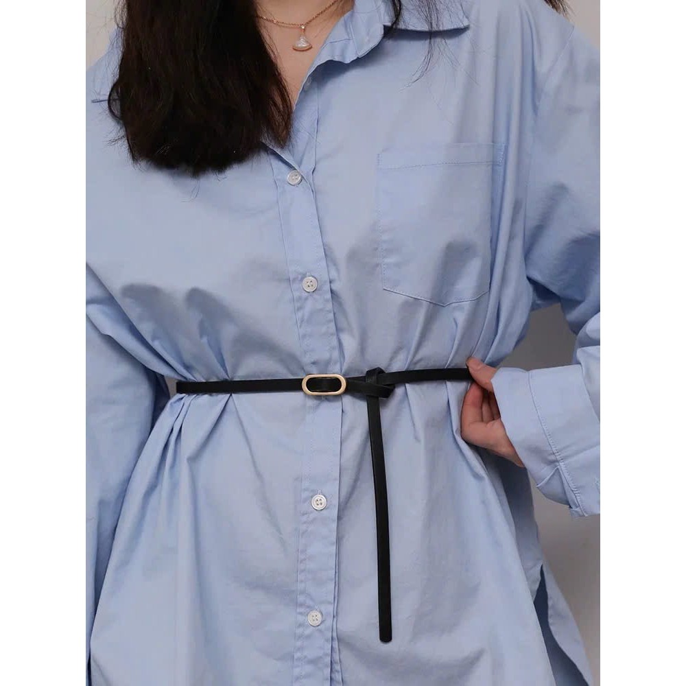 Thắt lưng da nam nữ Đai váy gài bản nhỏ KHÔNG CẦN BẤM LỖ mini 1cm  Belt dây nịt váy đầm áo sơ mi blazer bản nhỏ basic