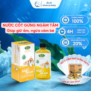Nước Cốt Gừng Pozo Baby Care Không Bã Ngâm Chân, Tắm Cho Bé, Phòng Cảm Lạnh, Giảm Ho 500ml