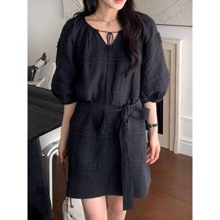 𝗦𝗮𝗺 𝗗𝗿𝗲𝘀𝘀 𝗟𝗶𝗻𝗲𝗻 - |LY LINEN| - Đầm linen tay phồng kèm dây