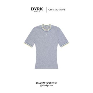 Áo Thun Tăm Tay Ngắn Cổ Sọc Form Ôm Body Màu Xám-DVRK-25R