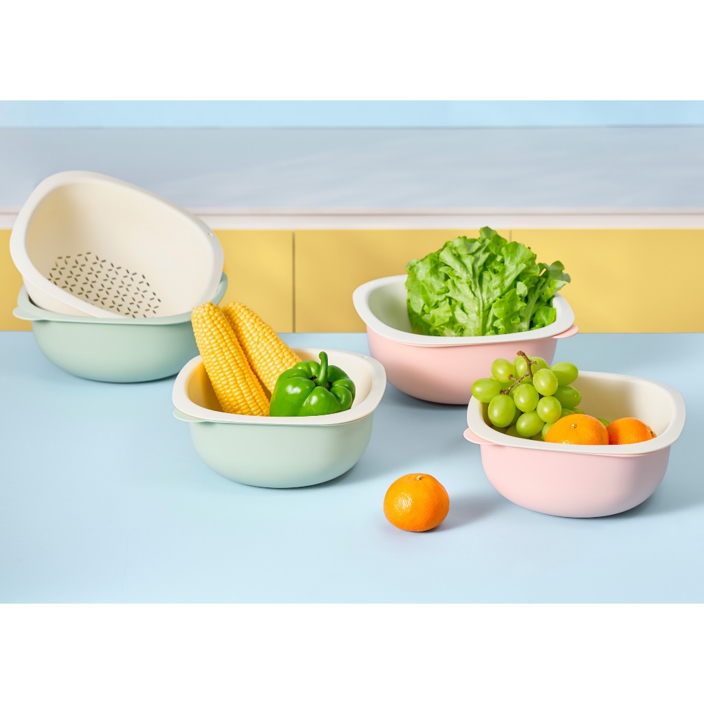 [MỚI VỀ] Bộ thau rổ xếp chồng Yoko Nest Inochi size 25cm và 28cm, nhựa PP nguyên sinh an toàn