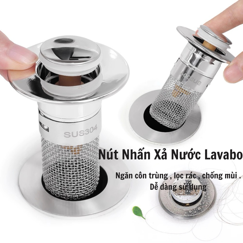 Nút Chặn Nhấn Xả Nước Lavabo - Bồn Rửa Mặt - Bộ Lọc Rác Ngăn Ngừa Tắc ...