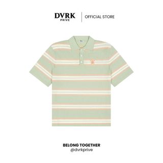 Áo Polo Dệt Kim Tay Ngắn Họa Tiết Sọc Ngang Màu Xanh Mint-DVRK-25R