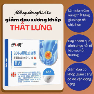 Miếng Dán Thảo Dược Giảm Đau Lưng, Thoát Vị Đĩa Đệm,Cột Sống Lưng Hộp 4 Miếng