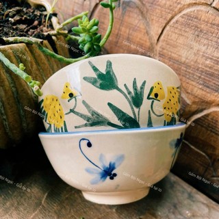 Chén Ăn Cơm Vẽ Hoa/Gà Trống Cao Cấp 12cm - Hàng Đẹp Không Chấm Chân - Gốm Xưa Lái Thiêu Cho Người Hoài Niệm