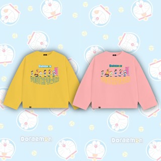 Áo Thun Tay Dài Boxy YOUTHPOWER DORAEMON From Rộng Nam Nữ Cổ Tròn Chất Liệu Cotton In Lụa Local Brand Top Women