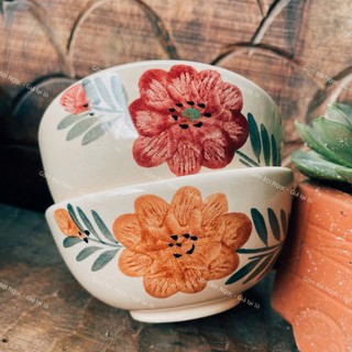 Chén Ăn Cơm Vẽ Hoa/Gà Trống Cao Cấp 12cm - Hàng Đẹp Không Chấm Chân - Gốm Xưa Lái Thiêu Cho Người Hoài Niệm