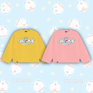 Áo Thun Tay Dài Boxy YOUTHPOWER DORAEMON From Rộng Nam Nữ Cổ Tròn Chất Liệu Cotton In Lụa Local Brand Top Women