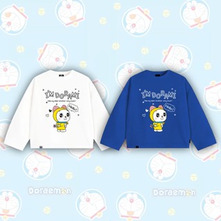 Áo Thun Tay Dài Boxy YOUTHPOWER DORAEMON From Rộng Nam Nữ Cổ Tròn Chất Liệu Cotton In Lụa Local Brand Top Women