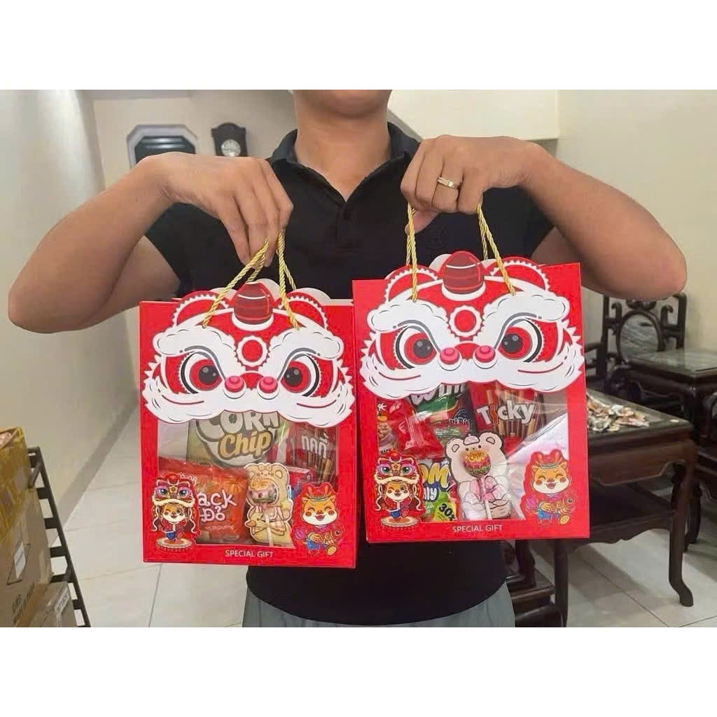 Combo 5 chiếc túi lân  , giỏ quà , đựng quà trung thu đẹp lịch sự sang trọng