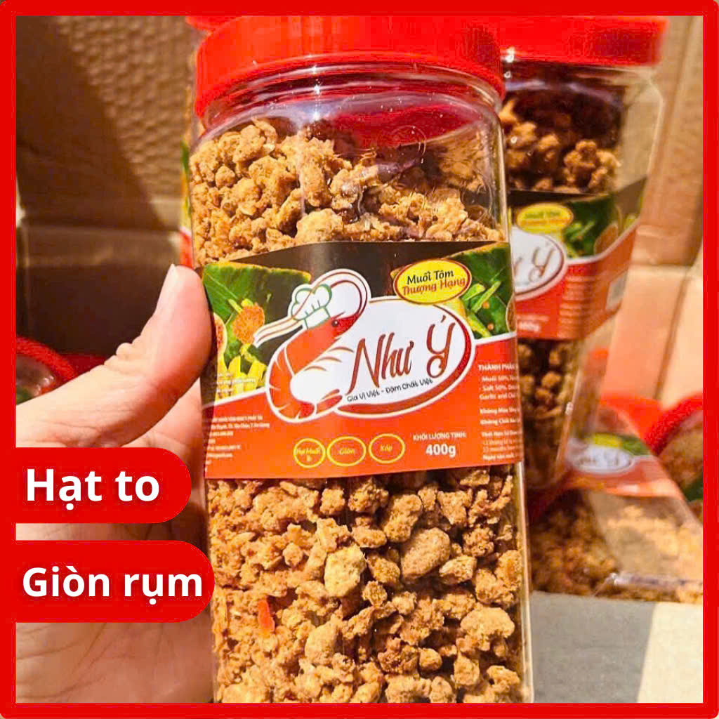 Muối tôm Như Ý chính hãng hạt to giòn rộp, đậm đà dùng chấm trái cây, ướp thịt siêu ngon, hũ 400g