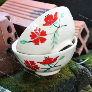 [NHIỀU MẪU] Chén Ăn Cơm Vẽ Hoa/Cá Cổ Xưa Size 12cm - Hàng Đẹp Không Chấm Chân - Gốm Xưa Lái Thiêu Cho Người Hoài Niệm