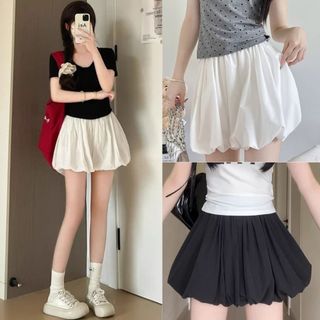 Chân váy bí ngô dáng xòe chất voan lưng cao có quần trong màu trắng đen đỏ VANISA CV044