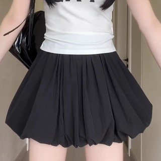 Chân váy bí ngô dáng xòe chất voan lưng cao có quần trong màu trắng đen đỏ VANISA CV044