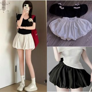 Chân váy bí ngô ngắn form xòe dáng phồng lưng cao chất voan bay nhẹ dễ mặc VANISA CV044
