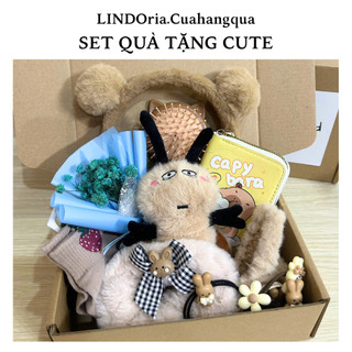 Set Quà Sinh Nhật Cute LINDOria, Quà Tặng Bạn Gái 20/10, 14/2, 8/3, Capybara, Cinnamoroll, Kitty..