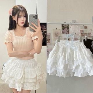 Váy ngắn chất voan xốp xếp tầng 3 lớp có quần bảo hộ phong cách Hàn 3 màu VANISA CV030