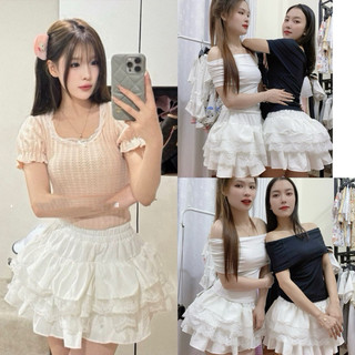 Váy ngắn chất voan xốp xếp tầng 3 lớp có quần bảo hộ phong cách Hàn 3 màu VANISA CV030