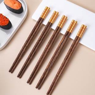 Combo 5 vỉ đũa gỗ nhập khẩu bọc mạ vàng cao cấp sang trọng dùng cho nhà hàng gia đình #A194