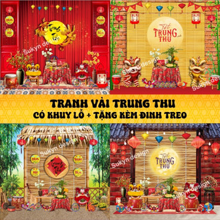 Phông nền chụp ảnh Trung Thu cỡ lớn / Phông trang trí Trung Thu/ Tranh vải Trung Thu