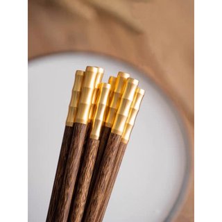 Combo 5 vỉ đũa gỗ nhập khẩu bọc mạ vàng cao cấp sang trọng dùng cho nhà hàng gia đình #A194