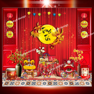 Phông nền chụp ảnh Trung Thu cỡ lớn / Phông trang trí Trung Thu/ Tranh vải Trung Thu