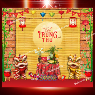 Phông nền chụp ảnh Trung Thu cỡ lớn / Phông trang trí Trung Thu/ Tranh vải Trung Thu