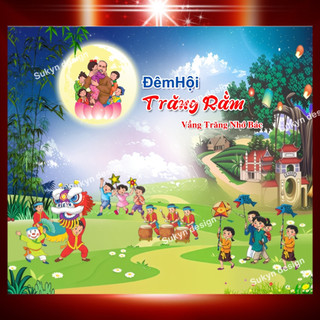 Phông nền chụp ảnh Trung Thu cỡ lớn / Phông trang trí Trung Thu/ Tranh vải Trung Thu