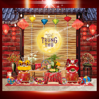 Phông nền chụp ảnh Trung Thu cỡ lớn / Phông trang trí Trung Thu/ Tranh vải Trung Thu