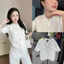 Áo len cardigan trắng tay ngắn cúc túi giả dáng basic thanh lịch Hàng Chuẩn Xịn
