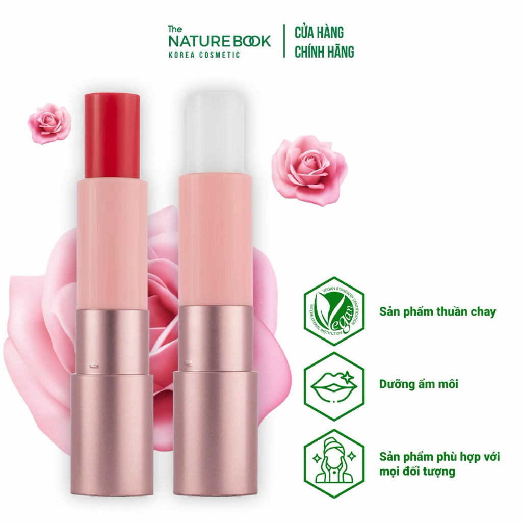 Son Dưỡng Môi Thuần Chay Son dưỡng Căng Mọng, Mềm Môi, The Nature Book Chính Hãng 4g