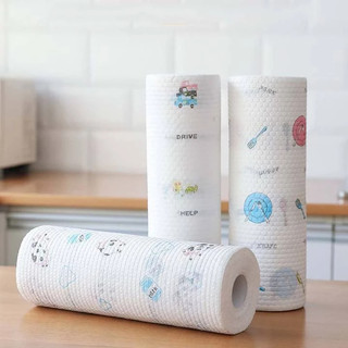 Combo 5 cuộn khăn giấy lau đa năng lau bếp, lau tay cuộn trắng có thể giặt được và tái sử dụng