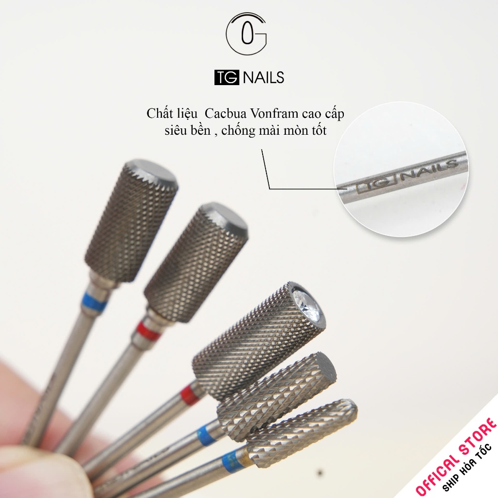 Đầu mài nail TG chất liệu cacbua vonfram độ bền cực cao chuyên phá gel, tạo phom, tạo độ mịn cho bề mặt móng