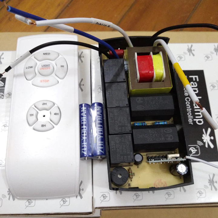 Bộ mạch điều khiển quạt trần và đèn từ xa - gồm mạch và remote - 3 cấp độ gió hẹn giờ thông minh
