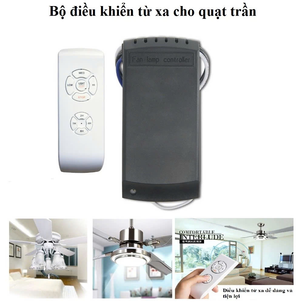 Bộ mạch điều khiển quạt trần và đèn từ xa - gồm mạch và remote - 3 cấp độ gió hẹn giờ thông minh