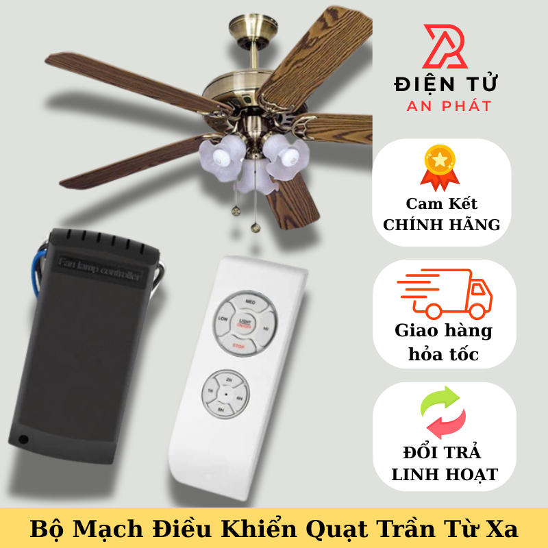 Bộ mạch điều khiển quạt trần và đèn từ xa - gồm mạch và remote - 3 cấp độ gió hẹn giờ thông minh