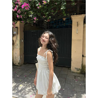 BLOOM Dress | Váy trắng hai dây tiểu thư, váy baby doll dáng xòe nàng thơ Hàn Quốc