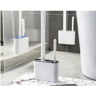 Bộ cọ vệ sinh toilet silicon có sẵn miếng dán treo tường và bàn chải khe nhỏ